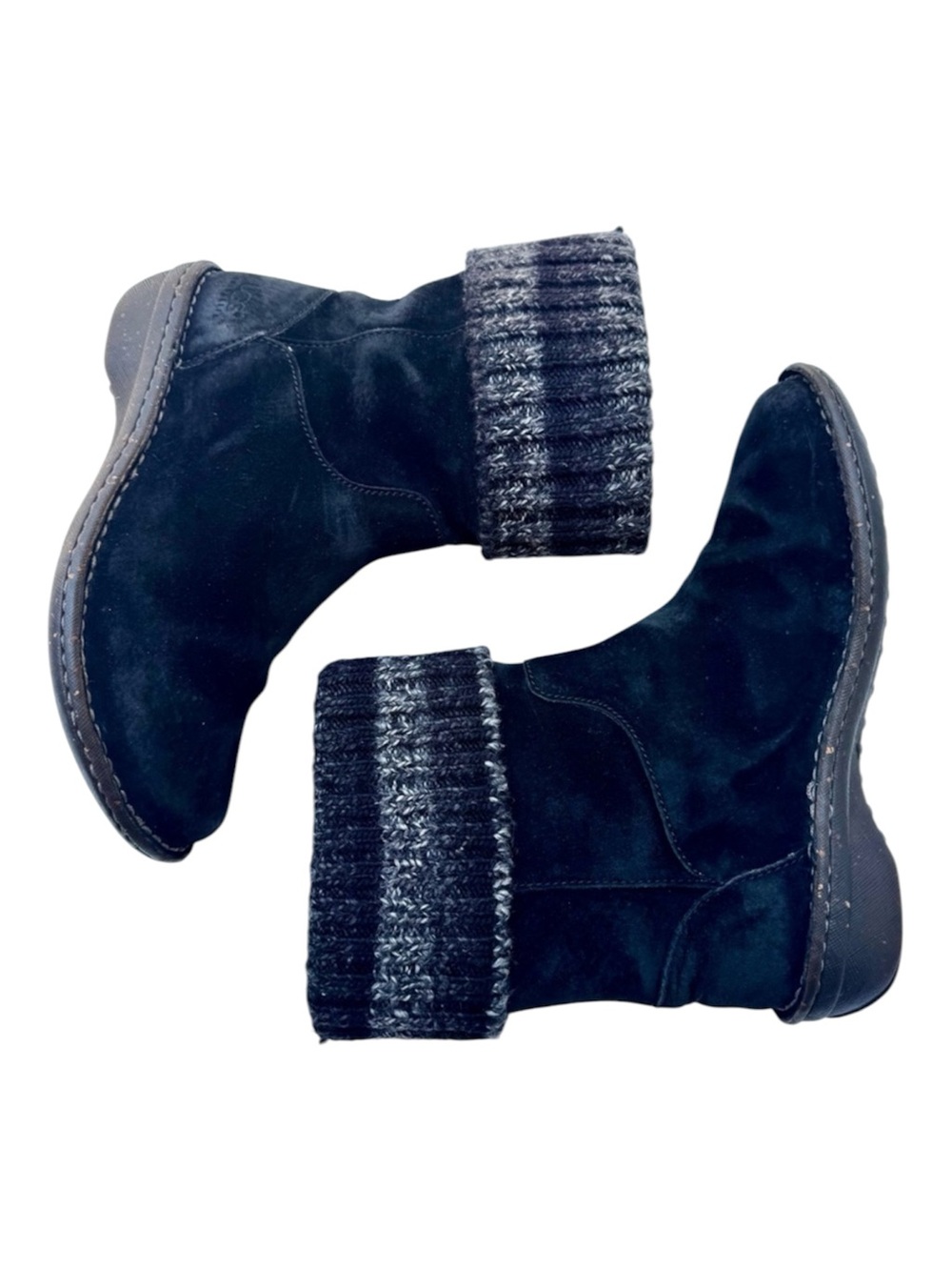 UGG Kaylana Black Suede Leather Knit Cuff Pull on Winter Boots Rubber Sole Sz 7